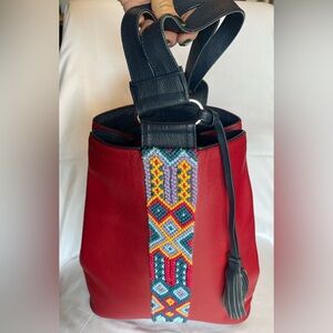 Cristina Orozco Leather Backpack with Embroidered Detail